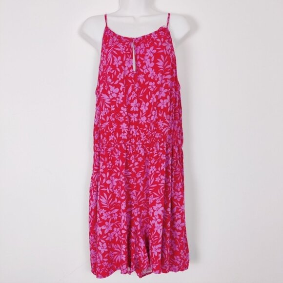 Old Navy Womens Halter Jumpsuit in Pink Size XL Tropical Wide Leg - Picture 1 of 5